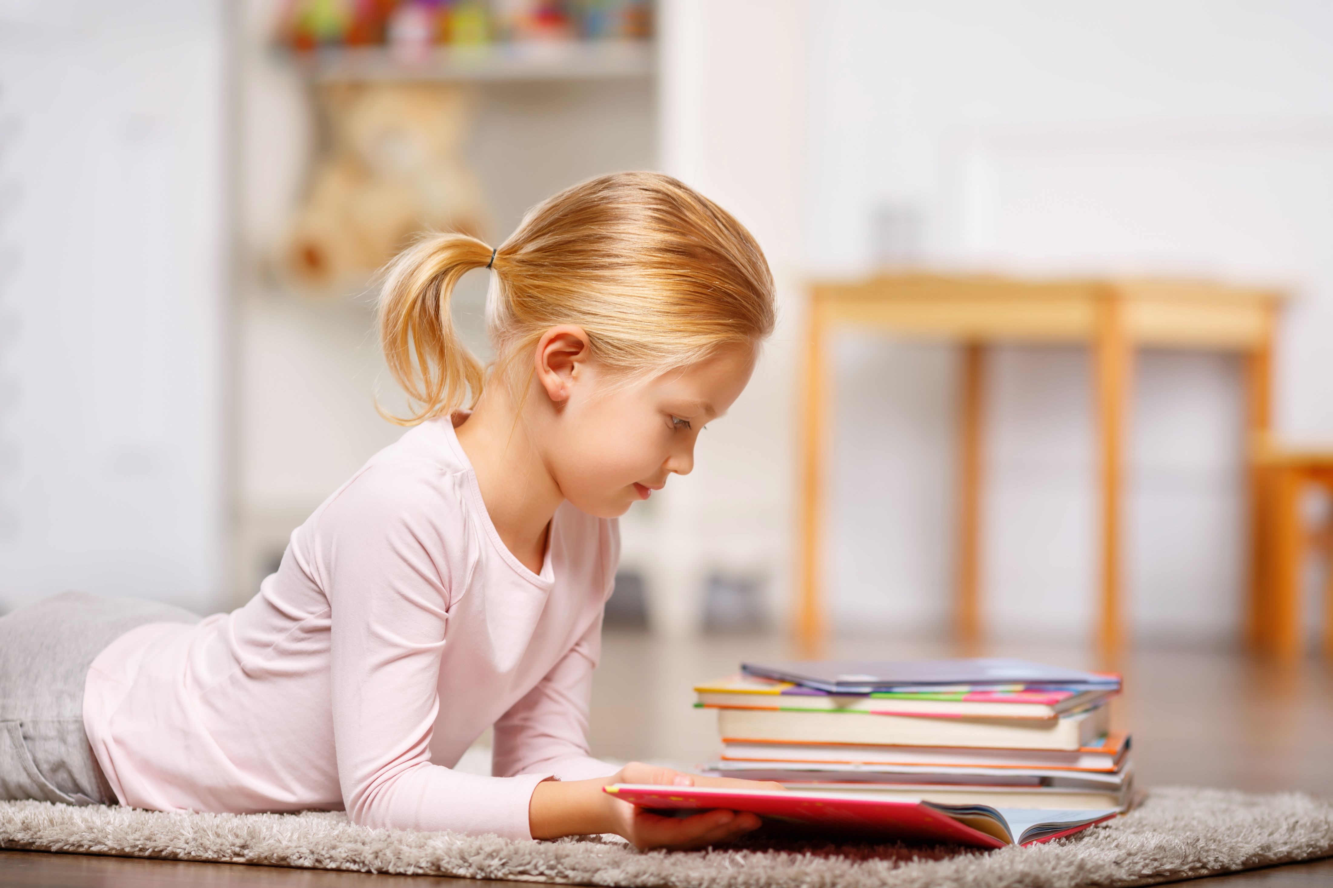 Girl reading books