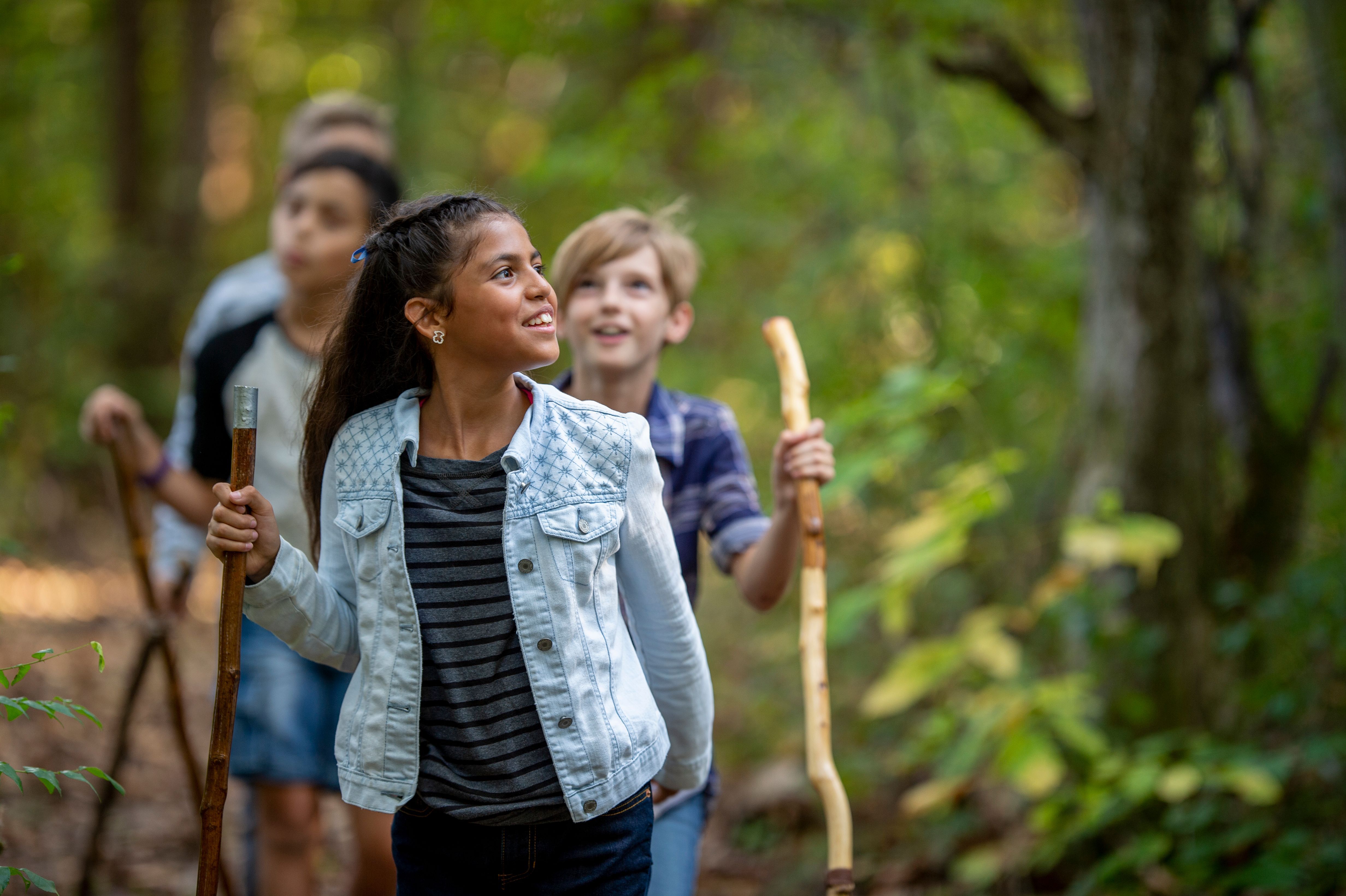 Kids are Compaigns with Friends in forest