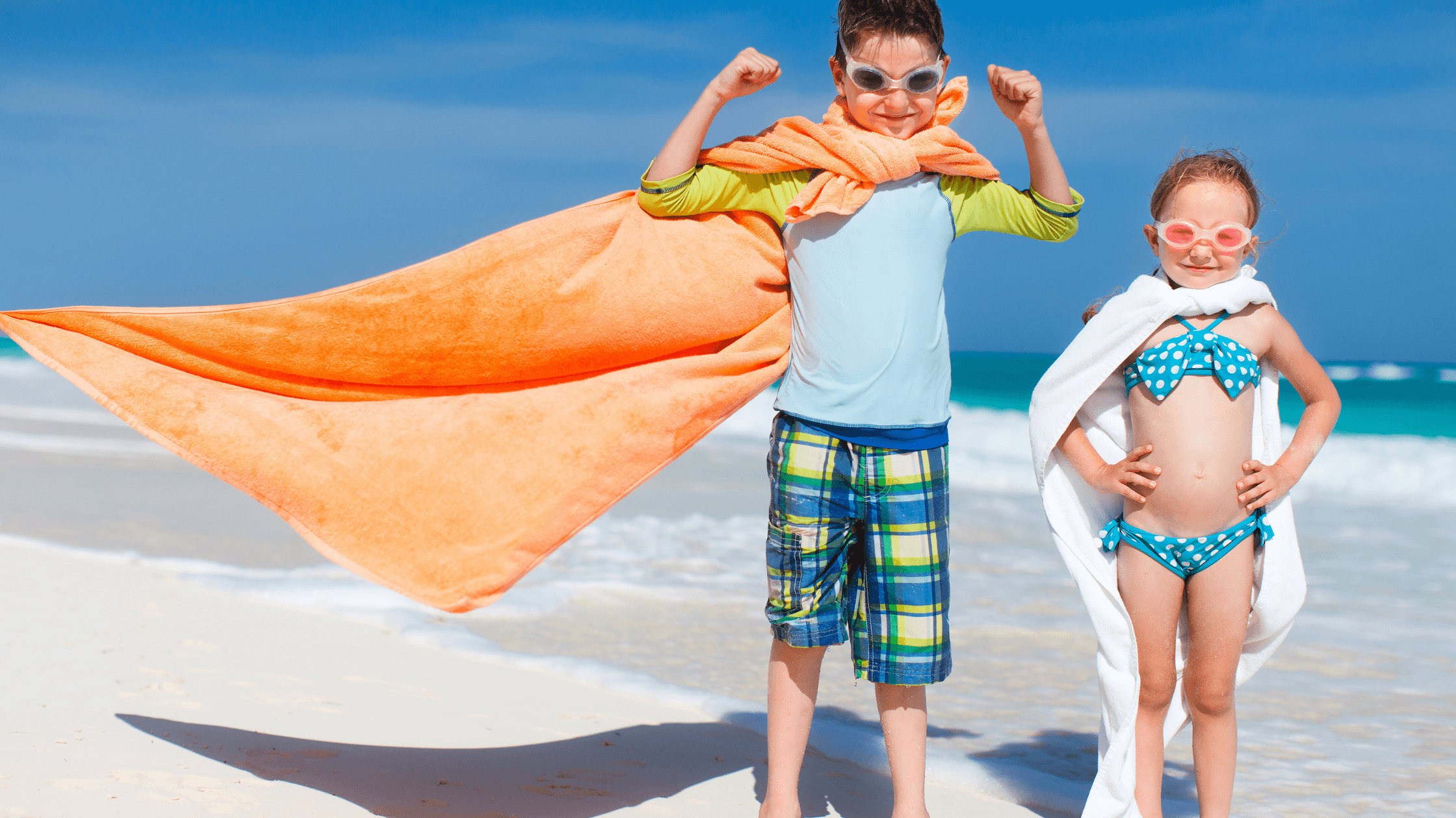 Kids posing on beach