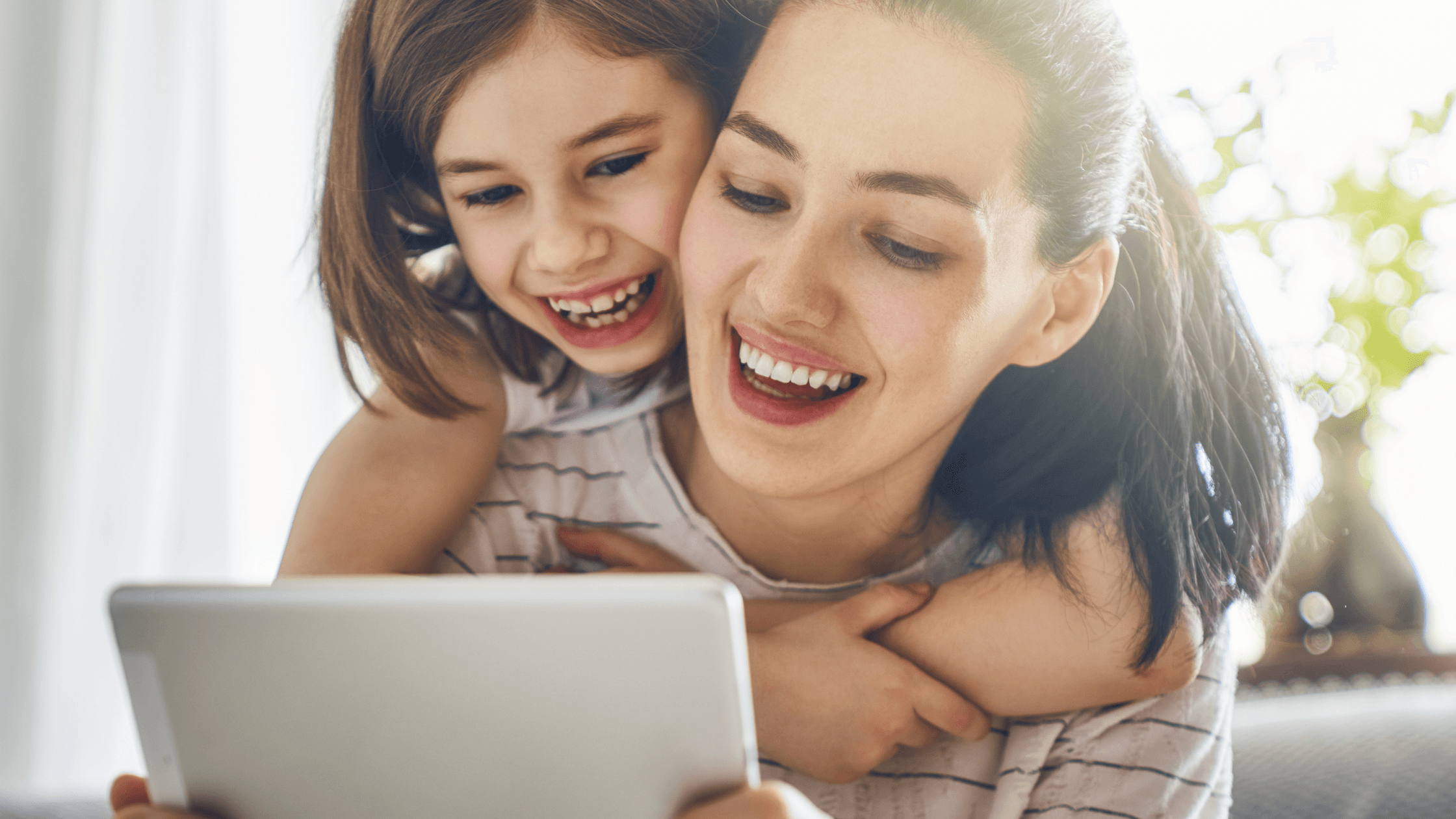 Happy parent and child enjoying each others company