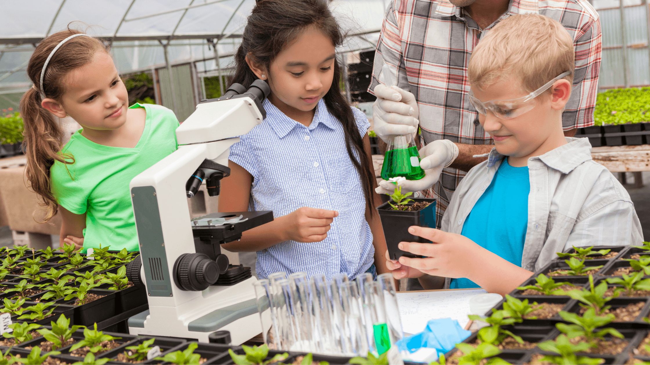 children working in science lab